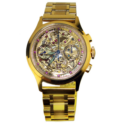 Skeleton gold-plated chronograph watch 